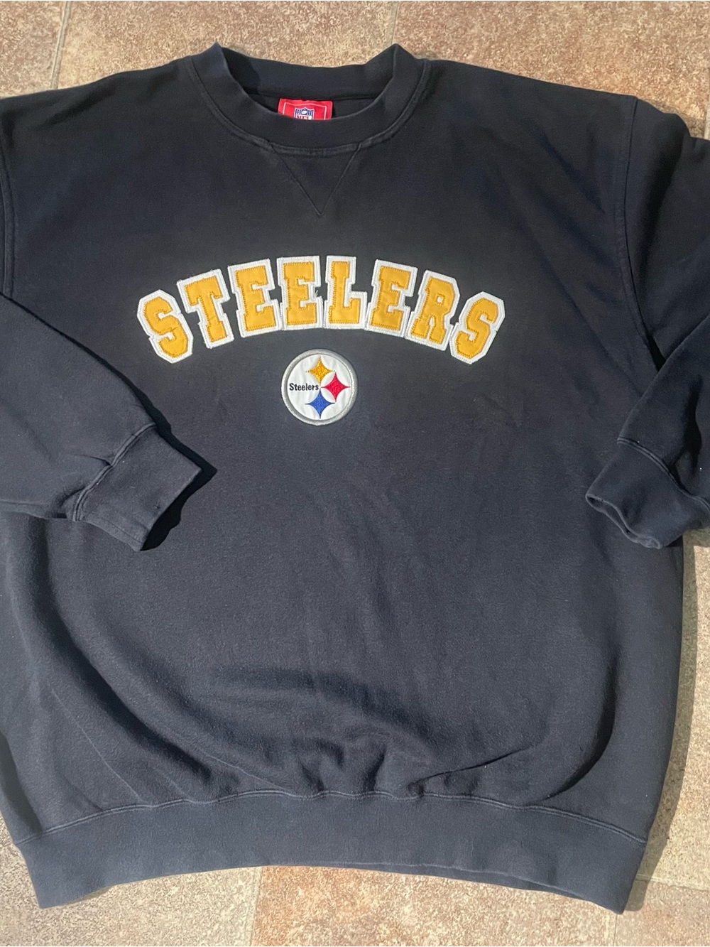 NFL Black Crewneck Sweatshirt with Yellow Steelers Arch